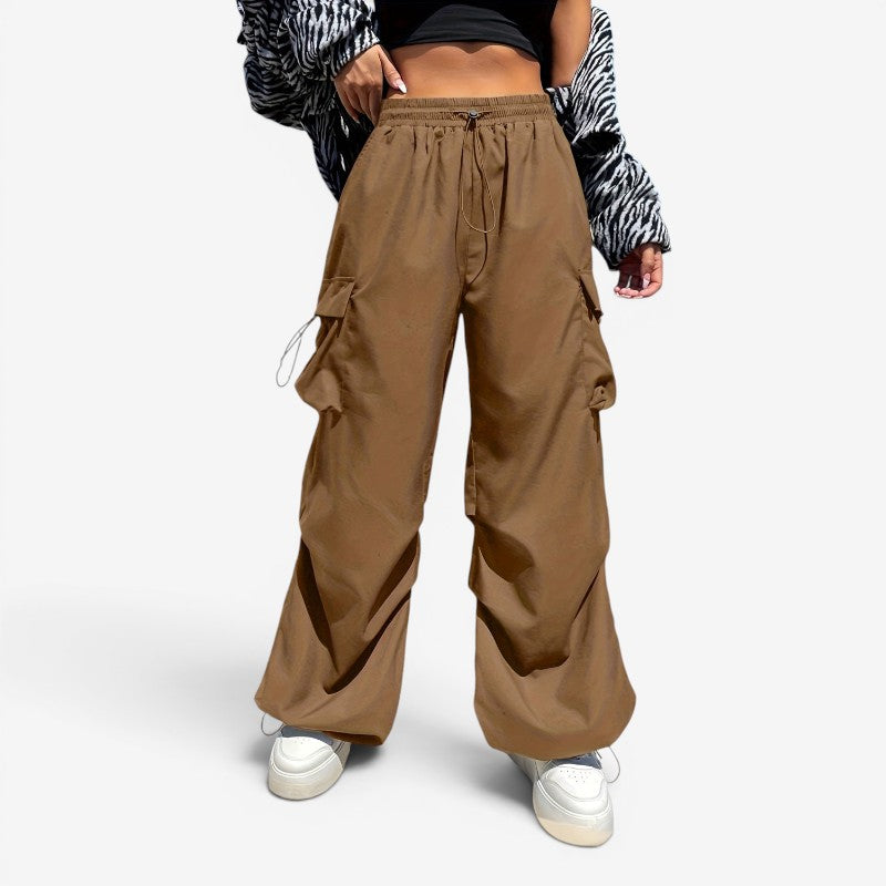 Women's Wide Leg Trousers with Drawstring Waist