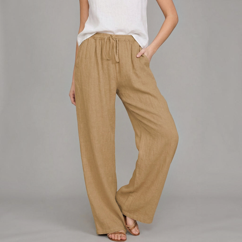Women's Relaxed Wide Leg Trousers with Elastic Waist