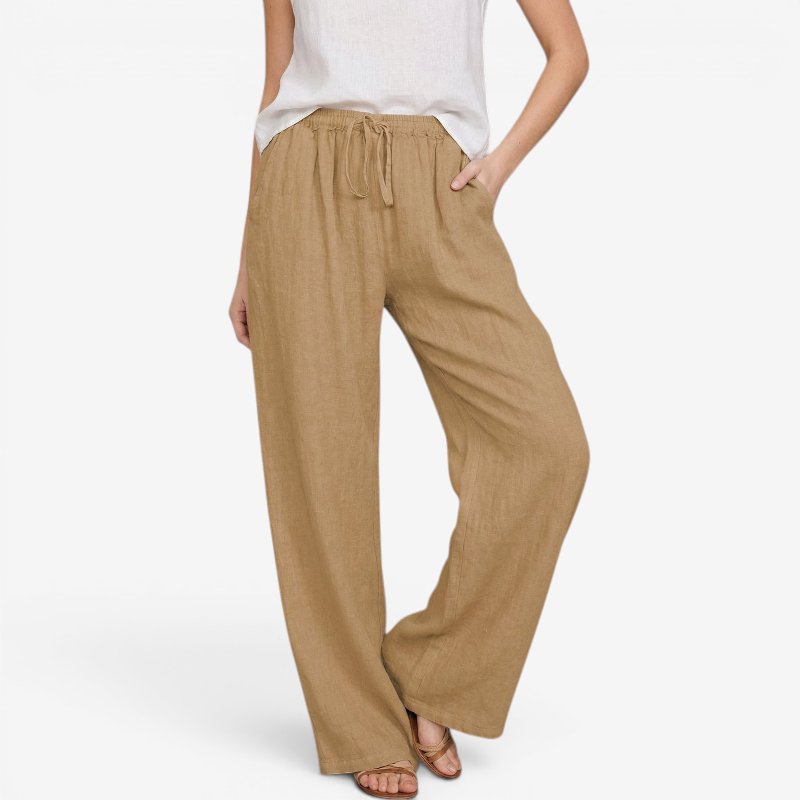 Women's Relaxed Wide Leg Trousers with Elastic Waist