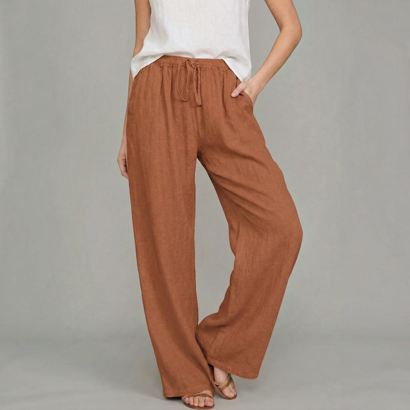 Women's Relaxed Wide Leg Trousers with Elastic Waist