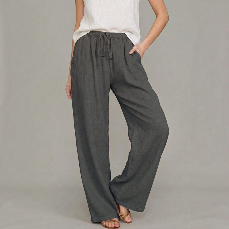 Women's Relaxed Wide Leg Trousers with Elastic Waist