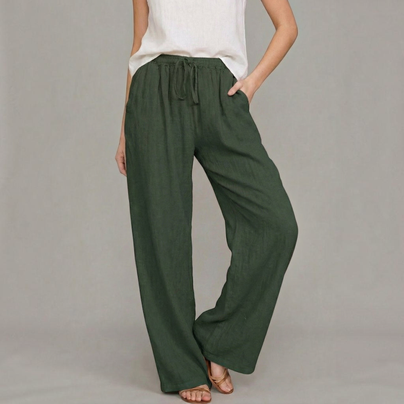 Women's Relaxed Wide Leg Trousers with Elastic Waist