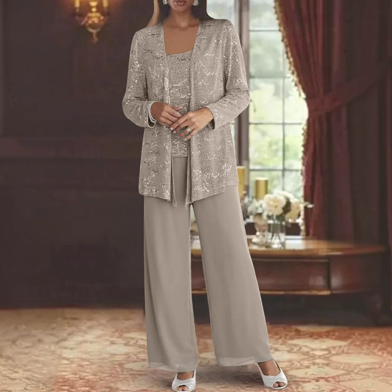 Elegant Women’s Scoop Neck Three-Piece Set