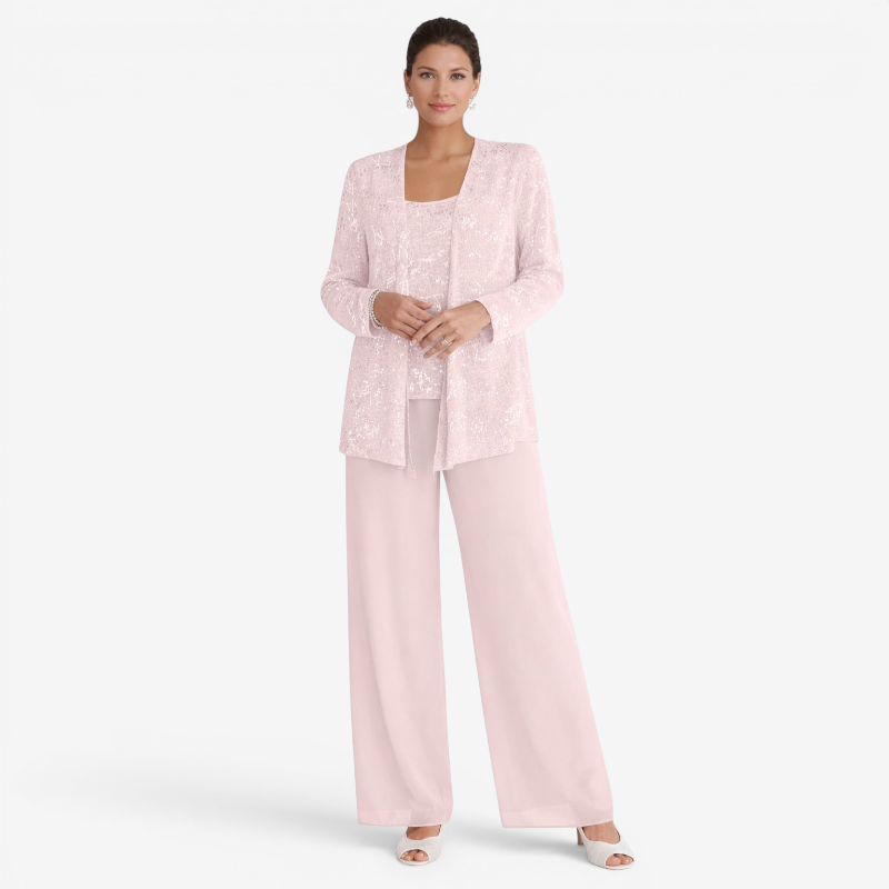 Elegant Women’s Scoop Neck Three-Piece Set