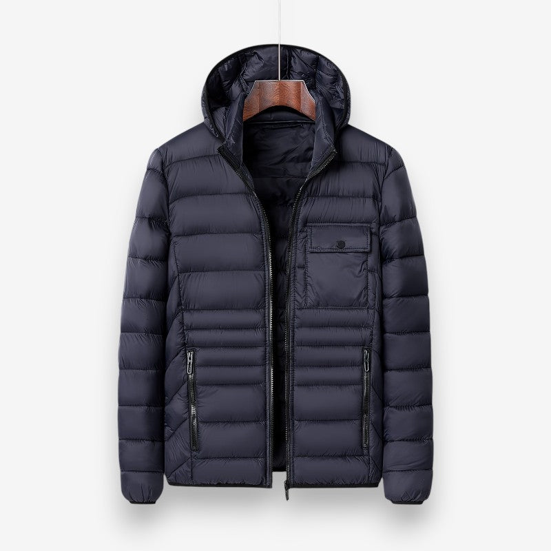 Victor – Long Sleeve Coat with Hoodie and Pocket