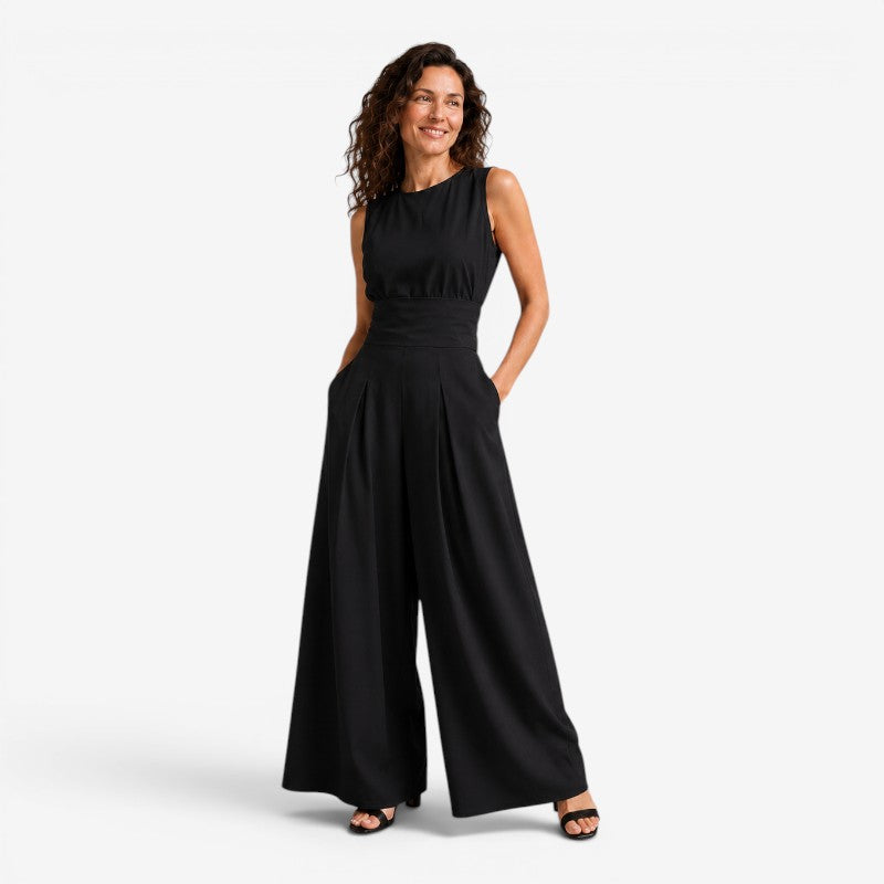 Chic Sleeveless Wide Leg Jumpsuit with Tie Waist